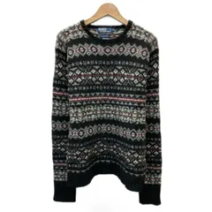 POLO by RALPH LAUREN　セーター　90s vintage　90年代　長袖　ニット　トップス　クルーネック　総柄　ノルディック柄　古着