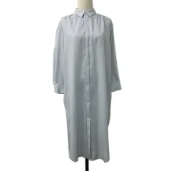 ロペピクニック ROPE Picnic ワンピース シャツワンピース ロング スタンダード 比翼仕立て 透け感 長袖 38 水色 グレー ライトブルー