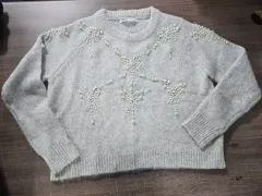 ザラ パール 装飾 グレー ニット Free