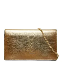 サンローラン YSLロゴ チェーン ショルダーバッグ ゴールド レザー レディース SAINT LAURENT【1-0247043】
