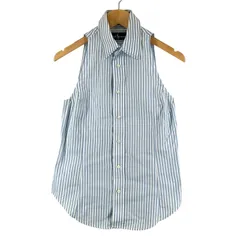 RALPH LAUREN ラルフローレン ストライプ 春夏 SS ノースリーブTシャツ コットン ホワイト レディース 9 シャツ【古着】【中古】【送料無料】