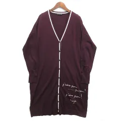 トゥービーバイアニエスベー To b. by agnes b. WK56 メッセージ ロング カーディガン コットン ニット 長袖 パープル 紫 F