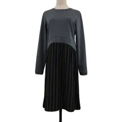 ビームスハート BEAMS HEART ワンピース フレア ロング 切替 無地 ストライプ 長袖 紺 グレー ネイビー