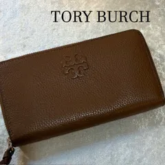 トリーバーチ　TORY BURCH　ブラウンレザー　ラウンドファスナーロングウォレット　長財布