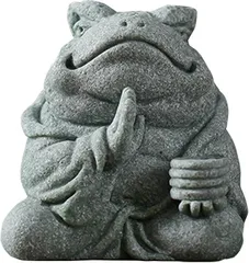 sac taske カエル お地蔵さん 置物 グッズ インテリア 雑貨 人形 玄関 庭 癒し (グレー,  ガマガエル)のサムネイル