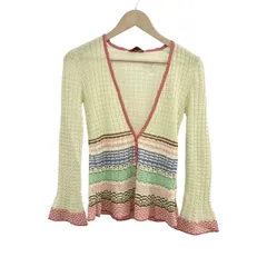 MISSONI(ミッソーニ) カーディガン サイズ42 M レディース美品  - ライトグリーン×ピンク×マルチ 長袖