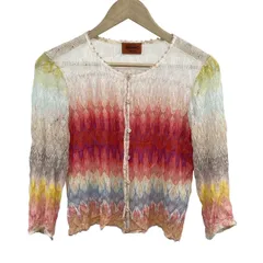 MISSONI(ミッソーニ) カーディガン サイズ40 M レディース美品  - レッド×イエロー×マルチ 長袖