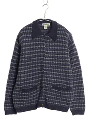 【お得なクーポン配布中!】 90s エディーバウアー ニット カーディガン レディース M オールド ウール セーター ノルディック フェアアイル 総柄 重ね着 前開き 襟付き