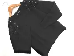 QUEENS COURT クイーンズコート ウール混 花 モチーフ ニット セーター size2/黒  ◇■ レディース