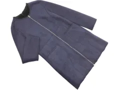 VICKY ビッキー フェイクムートン リバーシブル ノーカラー コート size2/濃紺  ◇■ レディース