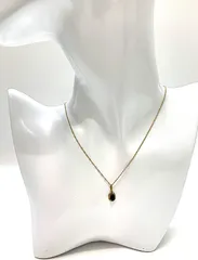 K18  黒石付き  チェーンネックレス ペンダント  1.2ｇ  40ｃｍ  ゴールド系  オーバル型 楕円型  18金