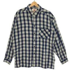 Levi's リーバイス チェック柄 長袖 シャツ ボタンダウン オーバーサイズ ビッグシルエット India製 Lサイズ ブルー グリーン ホワイト