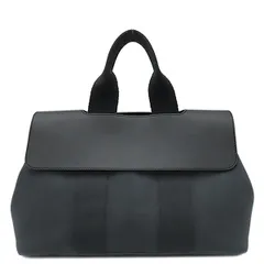エルメス HERMES ハンドバッグ ヴァルパライソ PM  トワルシェブロン レザー ブラック シルバー金具 黒 キャンバス 【中古】