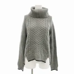 コムサイズム COMME CA ISM 美品 ケーブルニット セーター オフタートルネック 長袖 M グレー 黒 ブラック /VU□ 0405