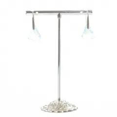 スワロフスキー ドロップピアス 青 ブルー シルバー色