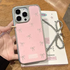 スマホケース iPhone16 Pro Max ピンク リボン メタリック ジェル 保護カバー