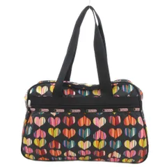 レスポートサック LesportSAC ボストンバッグ トート ハート柄 ポーチ付き 黒系 マルチカラー /UO