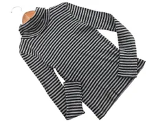 earth music&ecology アースミュージック＆エコロジー ボーダー タートルネック カットソー sizeS/黒ｘグレー  ◇■ レディース