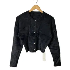 未使用品 ココディール COCO DEAL パールボタン シャギーニットカーディガン 長袖 クロップド丈 2 M 黒 ブラック 78733324 ■FY レディース