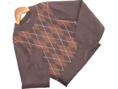 MAJESTIC LEGON マジェスティックレゴン ボリュームスリーブ アーガイル柄 ニット セーター sizeM/茶  ◇■ レディース