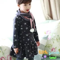 Dress 韓国子供服 ワンピース 長袖 子供服 ワンピース 秋冬 カジュアル フォーマル かわいい 女の子100cm 110cm 120cm 130cm 140cm 長袖 トップス ガールズ スター 星 長袖 星柄　ワンピース ホシ 秋冬 長袖 セクシー