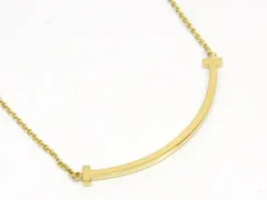 新品同様 ティファニー K18 Tスマイル スモール ネックレス ■ イエローゴールド 約2.8g レディース TIFFANY＆Co□ 7L●