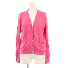 ポロ ラルフローレン POLO RALPH LAUREN ニットカーディガン 長袖 Vネック ロゴ 刺繍 ワンポイント 薄手 M ピンク /BB