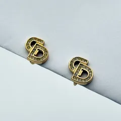 美品 Dior CDロゴ ラインストーン イヤリング ゴールド 2個1組 クリスチャン ディオール  Christian Dior ヴィンテージ _1224