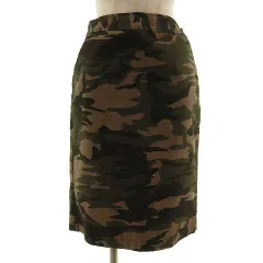 ナチュラルビューティーベーシック NATURAL BEAUTY BASIC スカート ミディ丈 カモフラージュ 迷彩柄 カーキ ブラウン 茶系 M
