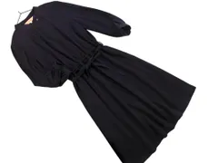 SunaUna スーナウーナ ウール混 ウエストリボン ワンピース size40/紺 ◇■ レディース