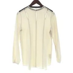 ランバンオンブルー LANVIN en Bleu 長袖 ブラウス 38 ベージュ ビジュー シアー 切り替え スリット /KW ■GY58のサムネイル