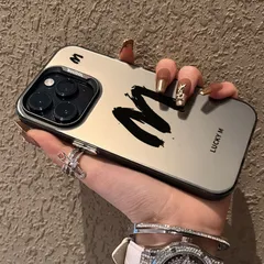 スマホケース アップル iPhone 17 16 15 14 13 12 11 XS 8 7 プラス プロ カップル すりガラス シンプル ラッキーアルファベット