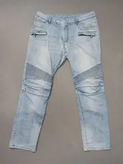 36 BALMAIN バルマン ライトブルー バイカーデニム デニム