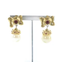 ニナリッチ NINA RICCI イヤリング アクセサリー フェイクパール ラインストーン リボン ゴールド色 ■GY18 /MQ