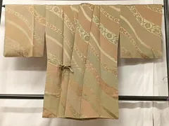 平和屋着物＃道中着　地紋起こし　花唐草文　ロング丈　正絹　逸品　CABB5421ua