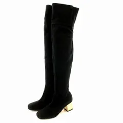 ディースクエアード DSQUARED2 ニーハイブーツ スエード ロング ブーツ 35 黒 ブラック /☆G ■MT ■GY19