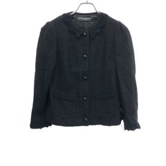 FOXEY ノーカラージャケット ネイビー 新品 丸襟 女優襟 ツイード