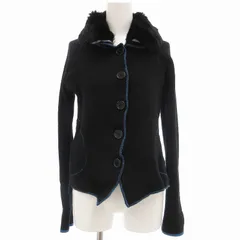 キャシャレル cacharel 美品 ニットジャケット ラビットファー ウール 1 黒 ブラック /AEのサムネイル