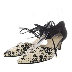 ルタロン Le Talon パンプス ハイヒール ポインテッドトゥ スエード バイカラー 23cm ホワイト ブラック /YO1