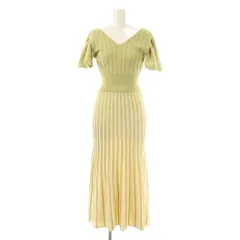 リエンダ rienda バイカラーフレア Knit OP ワンピース ロング ニット 半袖 F ライトグリーン /HK ■OS