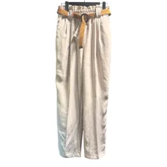 ザラ ZARA タグ付き スラックスパンツ ベルト付き S 白 ホワイト ■FY