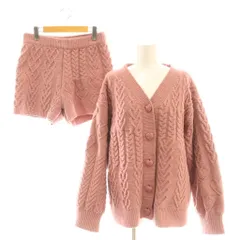 ジェラートピケ gelato pique スフレ ハート アラン カーディガン ショートパンツ セット ルームウエア F ピンク /CX ■OS