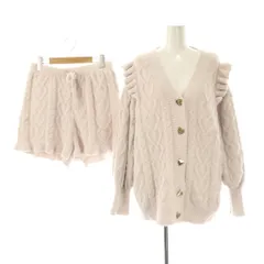 ジェラートピケ gelato pique 23SS セットアップ 上下 ハートアランフリルカーデ ショートパンツ カーディガン ニット 長袖 ルームウェア 部屋着 F ピンク /NR ■OS