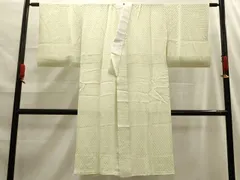 平和屋着物■長襦袢　無双仕立て　鈴　矢羽根地紋　女郎花色　鈴乃屋扱い　正絹　逸品　AABE6185sx