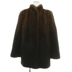 ノーブランド ファーコート アウター 毛皮 ミンク ミドル グラデーション 11 L 茶色 ブラウン /XZ ■GY18