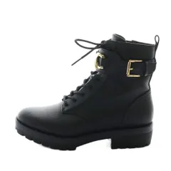 マイケルマイケルコース Michael michael kors レースアップブーツ ショート レザー 6.5M 黒 ブラック MKロゴ /AQ ■OS