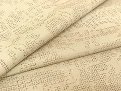 平和屋着物▽結城紬　単衣　80亀甲　風景花文　正絹　逸品　AABF4351jh