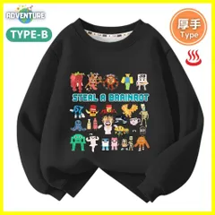 【即納】ロブロックス ブレインロットを盗むSteal a Brainrot長袖Tシャツ厚手トレーナーB 黒ブラック冬あったか裏起毛トップス110 120 130 140 150子供服キッズ服ROBLOX スティール ア ブレインロットKK FB01