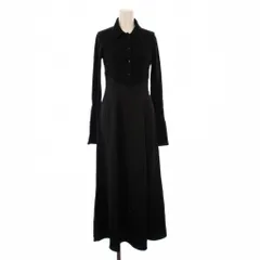 フレイアイディー FRAY I.D フレアワンピース マキシ ロング 長袖 リブニット 切替 ワンカラー レギュラーカラー ウール混 カシミヤ混 F 黒 ブラック /BB