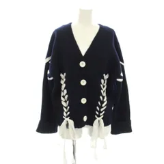 ルシェルブルー LE CIEL BLEU カーディガン ウール 36 ネイビー Vネック レースアップ 長袖 /JP